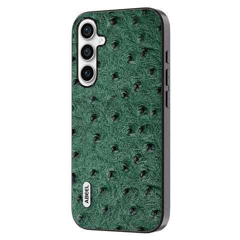 ABEEL For Samsung Galaxy M54 5G / F54 5G Shockproof Phone Case Genuine Cow Leather+PC+TPU Ostrich Texture Cover