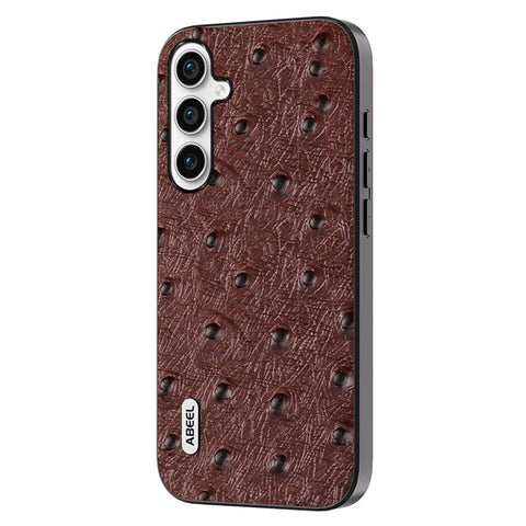 ABEEL For Samsung Galaxy M54 5G / F54 5G Shockproof Phone Case Genuine Cow Leather+PC+TPU Ostrich Texture Cover