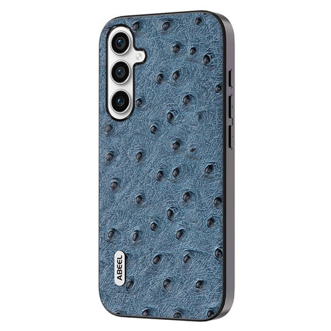 ABEEL For Samsung Galaxy M54 5G / F54 5G Shockproof Phone Case Genuine Cow Leather+PC+TPU Ostrich Texture Cover