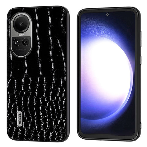 ABEEL For Oppo Reno10 Pro 5G (Global) / Reno10 5G (Global) Crocodile Texture Phone Case Genuine Cow Leather+PC+TPU Back Cover