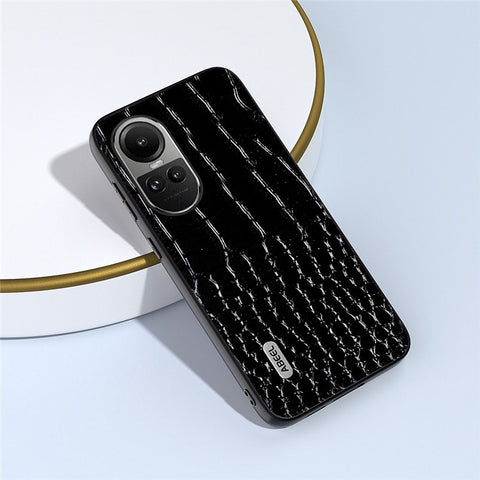 ABEEL For Oppo Reno10 Pro 5G (Global) / Reno10 5G (Global) Crocodile Texture Phone Case Genuine Cow Leather+PC+TPU Back Cover
