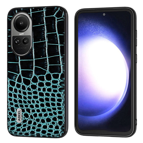 ABEEL For Oppo Reno10 Pro 5G (Global) / Reno10 5G (Global) Crocodile Texture Phone Case Genuine Cow Leather+PC+TPU Back Cover