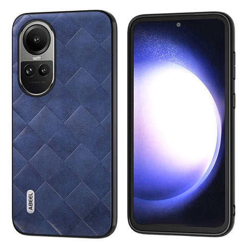 ABEEL For Oppo Reno10 Pro 5G (Global) / Reno10 5G (Global) Grid Texture Phone Case PU Leather Coated PC+TPU Back Cover