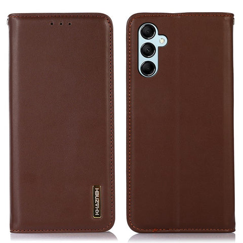 KHAZNEH For Samsung Galaxy F34 5G / M34 5G Genuine Cow Leather Stand Cover RFID Blocking Wallet Phone Case