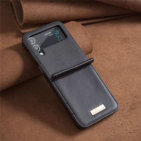 BINFEN COLOR For Samsung Galaxy Z Flip3 5G Phone Case PU Leather+PC Anti-Scratch Cover