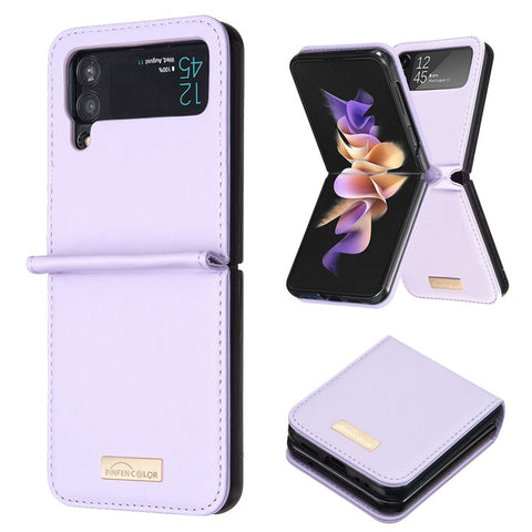 BINFEN COLOR For Samsung Galaxy Z Flip3 5G Phone Case PU Leather+PC Anti-Scratch Cover