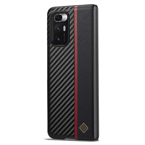 LC.IMEEKE Carbon Fiber Texture Cover for Xiaomi Mi Mix Fold , PU Leather+TPU+EVA Phone Back Protector Case