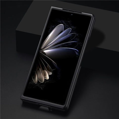 LC.IMEEKE Back Cover for Xiaomi Mix Fold 2 5G , Mobile Phone Carbon Fiber Texture PU Leather+TPU+EVA Case