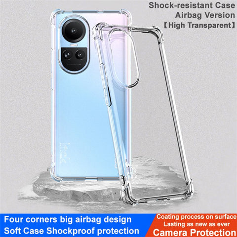 IMAK For Oppo Reno10 Pro 5G (Global) / Reno10 5G (Global) Clear Mobile Phone Case TPU Cover Four Corner Airbag Cushion Smartphone Shell