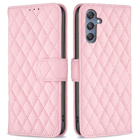 BINFEN COLOR BF Style-14 for Samsung Galaxy F34 5G / M34 5G Wallet Phone Case PU Leather Imprinted Grid Stand Cover
