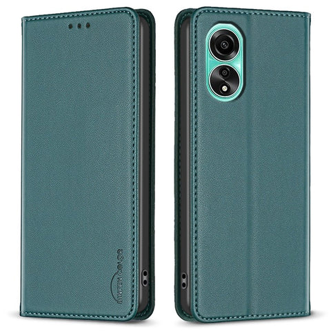 BINFEN COLOR BF18 For Oppo A78 4G Magnetic Leather Phone Case Card Holder Stand Full Protection Cover