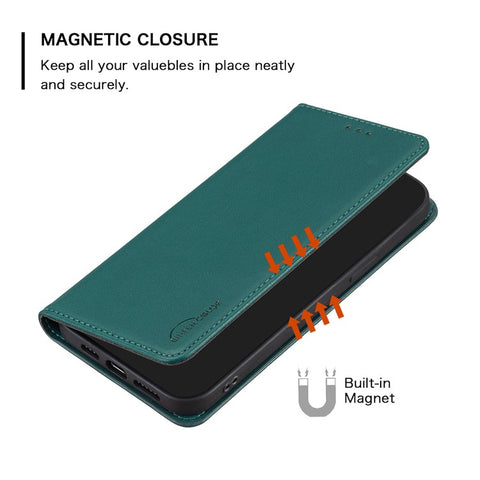 BINFEN COLOR BF18 For Oppo A78 4G Magnetic Leather Phone Case Card Holder Stand Full Protection Cover
