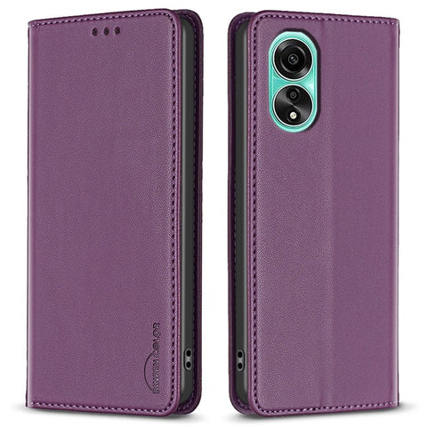 BINFEN COLOR BF18 For Oppo A78 4G Magnetic Leather Phone Case Card Holder Stand Full Protection Cover