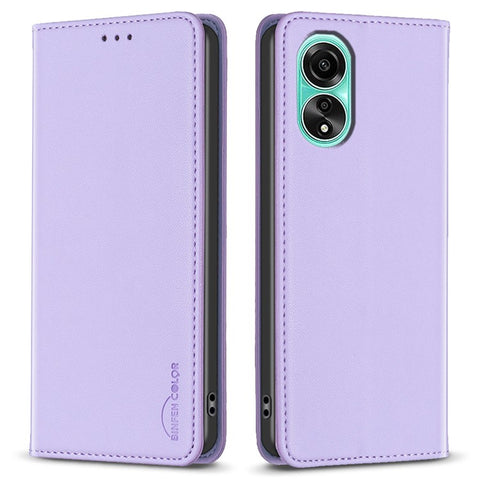 BINFEN COLOR BF18 For Oppo A78 4G Magnetic Leather Phone Case Card Holder Stand Full Protection Cover