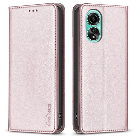 BINFEN COLOR BF18 For Oppo A78 4G Magnetic Leather Phone Case Card Holder Stand Full Protection Cover