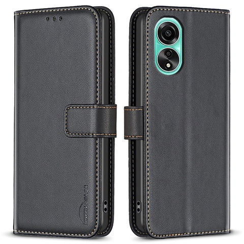 BINFEN COLOR BF17 Leather Flip Cover for Oppo A78 4G , Wallet Stand Shockproof Phone Case