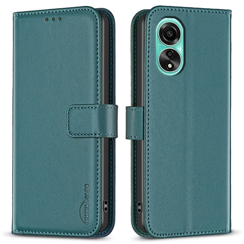 BINFEN COLOR BF17 Leather Flip Cover for Oppo A78 4G , Wallet Stand Shockproof Phone Case