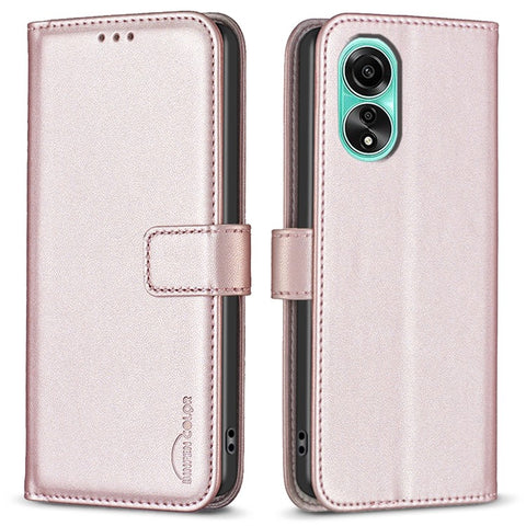 BINFEN COLOR BF17 Leather Flip Cover for Oppo A78 4G , Wallet Stand Shockproof Phone Case
