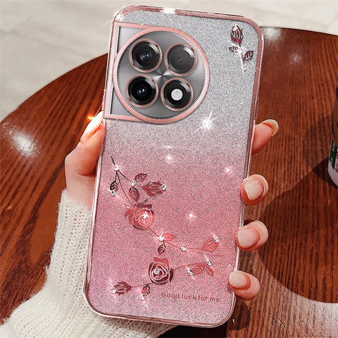 KADEM For OnePlus 11R 5G / Ace 2 5G Gradient TPU Slim Cover Rhinestone Flower Glitter Cell Phone Case