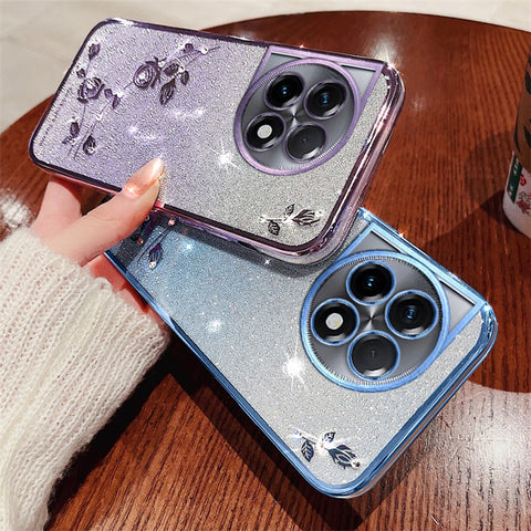 KADEM For OnePlus 11R 5G / Ace 2 5G Gradient TPU Slim Cover Rhinestone Flower Glitter Cell Phone Case