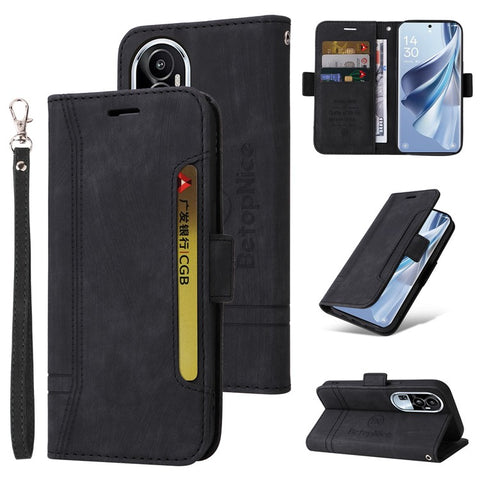 BETOPNICE 001 For Oppo Reno10 Pro 5G (Global) / Reno10 5G (Global) PU Leather Shockproof Phone Case Folding Stand Wallet Cover