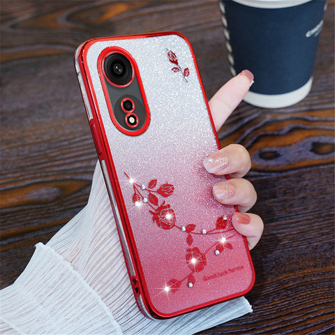 KADEM For Oppo A1 Pro 5G / Reno8 T 5G Flower Glitter Rhinestone TPU Shell Gradient Cover Mobile Phone Case