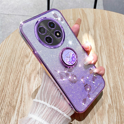 KADEM For Huawei nova Y91 4G / Enjoy 60X Gradient Phone Shell Kickstand Flower TPU Phone Cover Case