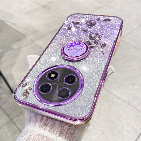 KADEM For Huawei nova Y91 4G / Enjoy 60X Gradient Phone Shell Kickstand Flower TPU Phone Cover Case