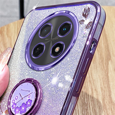 KADEM For Huawei nova Y91 4G / Enjoy 60X Gradient Phone Shell Kickstand Flower TPU Phone Cover Case