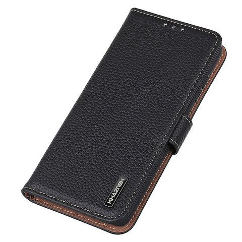 KHAZNEH For Samsung Galaxy F34 5G / M34 5G Phone Wallet Case Litchi Texture Genuine Cow Leather Stand Cover