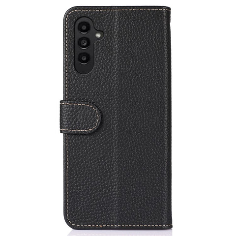 KHAZNEH For Samsung Galaxy F34 5G / M34 5G Phone Wallet Case Litchi Texture Genuine Cow Leather Stand Cover