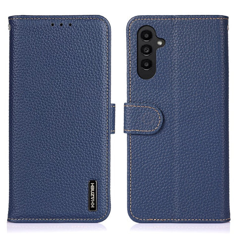 KHAZNEH For Samsung Galaxy F34 5G / M34 5G Phone Wallet Case Litchi Texture Genuine Cow Leather Stand Cover