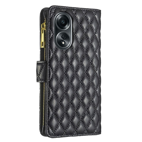 BINFEN COLOR BF Style-15 For Oppo A58 4G / A98 5G Wallet Leather Phone Case Zipper Pocket Stand Phone Cover