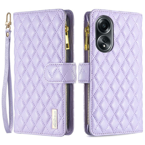 BINFEN COLOR BF Style-15 For Oppo A58 4G / A98 5G Wallet Leather Phone Case Zipper Pocket Stand Phone Cover