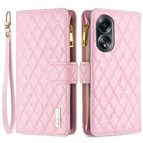BINFEN COLOR BF Style-15 For Oppo A58 4G / A98 5G Wallet Leather Phone Case Zipper Pocket Stand Phone Cover