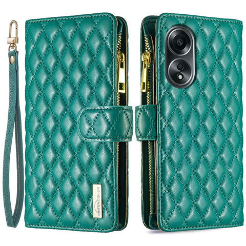 BINFEN COLOR BF Style-15 For Oppo A58 4G / A98 5G Wallet Leather Phone Case Zipper Pocket Stand Phone Cover