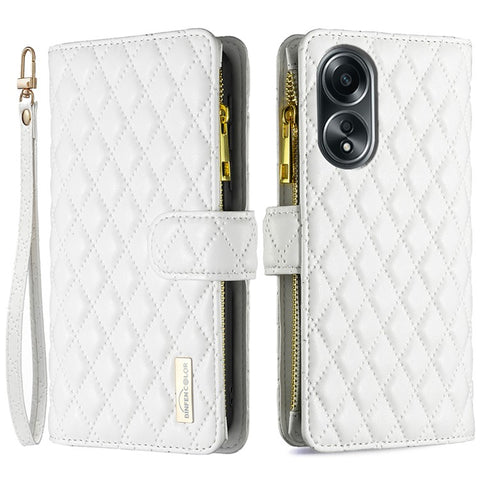 BINFEN COLOR BF Style-15 For Oppo A58 4G / A98 5G Wallet Leather Phone Case Zipper Pocket Stand Phone Cover