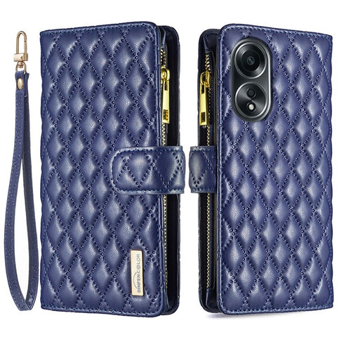 BINFEN COLOR BF Style-15 For Oppo A58 4G / A98 5G Wallet Leather Phone Case Zipper Pocket Stand Phone Cover