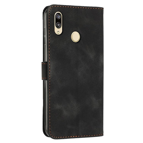 For Honor 8X / 9X Lite Triangle Imprinted Anti-fall Cover Leather Wallet Stand Cell Phone Case with Strap