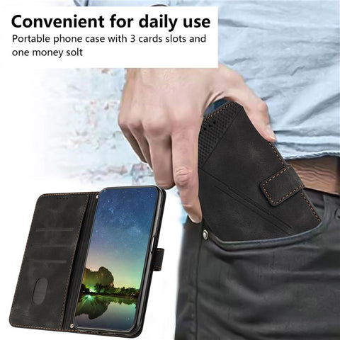 For Honor 8X / 9X Lite Triangle Imprinted Anti-fall Cover Leather Wallet Stand Cell Phone Case with Strap