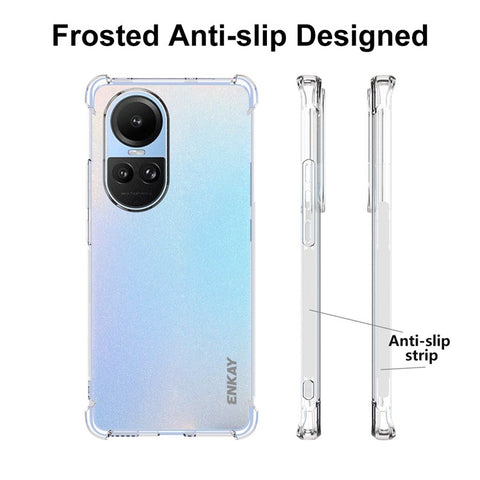 ENKAY HAT PRINCE For Oppo Reno10 Pro 5G (Global) / Reno10 5G (Global) Clear TPU Phone Case Anti-slip Strip Edge Phone Cover