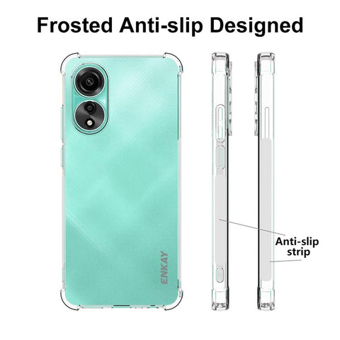 ENKAY HAT PRINCE For Oppo A78 4G HD Clear TPU Phone Case Anti-slip Strip Edge Phone Cover Shell