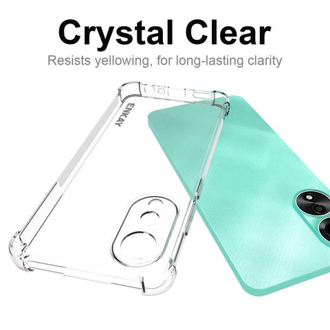 ENKAY HAT PRINCE For Oppo A78 4G HD Clear TPU Phone Case Anti-slip Strip Edge Phone Cover Shell