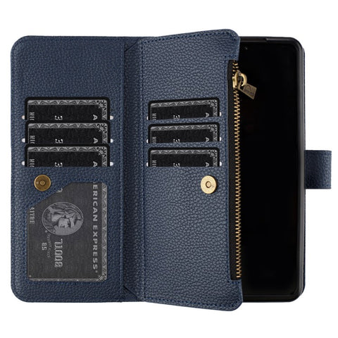 BINFEN COLOR Zipper Wallet Phone Case for Samsung Galaxy Z Fold3 5G Litchi Texture PU Leather Flip Cover