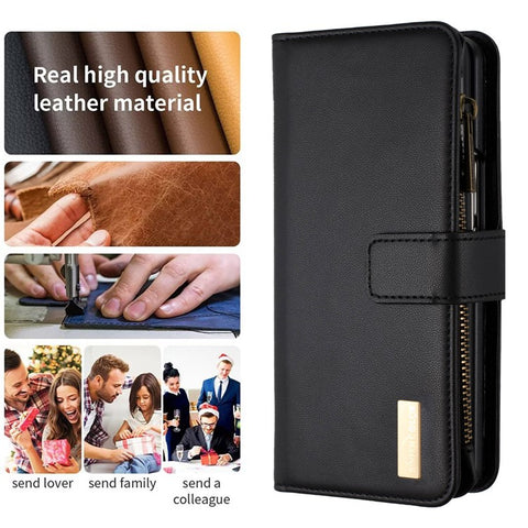 BINFEN COLOR Zipper Pocket Wallet Case for Samsung Galaxy Z Fold3 5G , Matte PU Leather Stand Phone Cover
