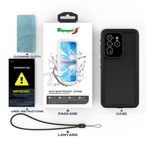 REDPEPPER For Samsung Galaxy S20 Ultra IP68 Waterproof Case Swimming Diving Clear Back Phone Shell [Support Fingerprint Unlock]