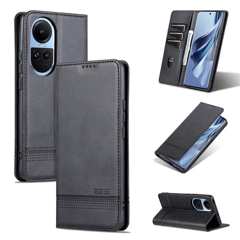 AZNS For Oppo Reno10 5G (Global) / Reno10 Pro 5G (Global) Phone Case Wallet Stand PU Leather Cowhide Texture Cover