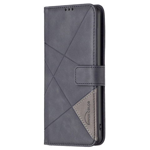 BINFEN COLOR For Oppo A58 4G / A98 5G Phone Cases Wallet Stand Geometry Imprint Leather Cover