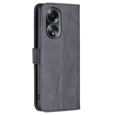 BINFEN COLOR For Oppo A58 4G / A98 5G Phone Cases Wallet Stand Geometry Imprint Leather Cover