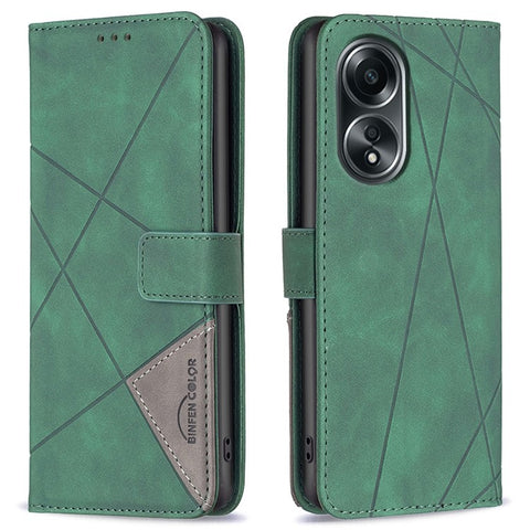 BINFEN COLOR For Oppo A58 4G / A98 5G Phone Cases Wallet Stand Geometry Imprint Leather Cover